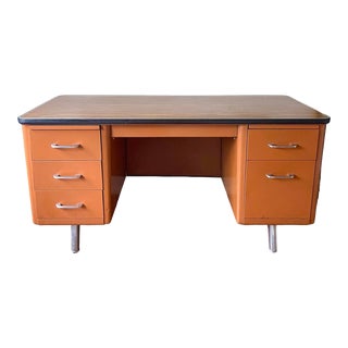 Vintage 1960's Allsteel Tanker Desk, Authentic For Sale