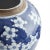 Hand painted Plum flower ginger jar in a stunning blue. 9" in diameter x 9" high.