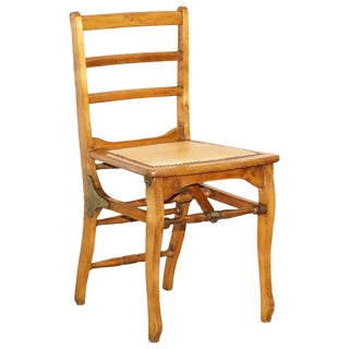 Solid Fruitwood Brass Fitting Military Campaign Folding Chair, 1890s For Sale
