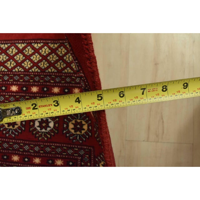 Bokhara Rug 8′ X 10’1” Red Wool Tribal Hand-Knotted Oriental Carpet For Sale - Image 11 of 13
