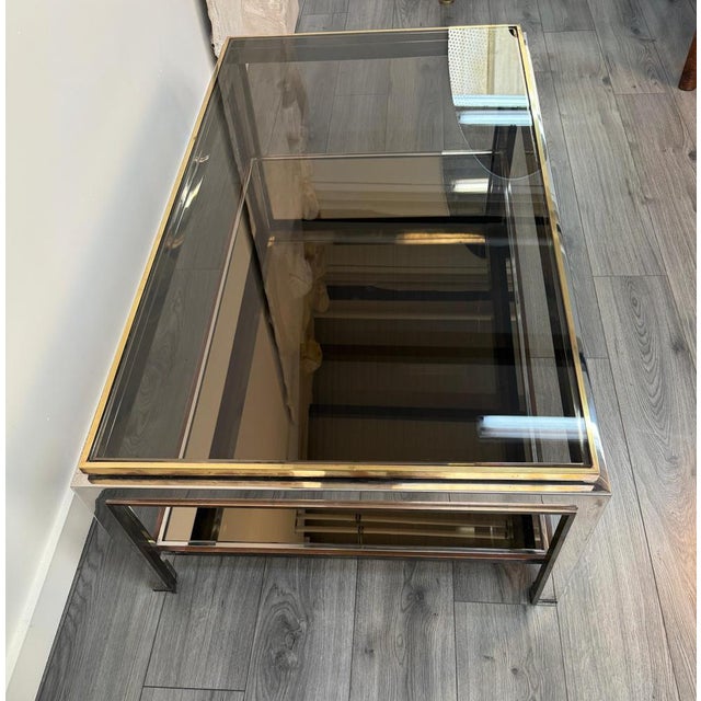 Large Tri-Metal 2-Tiered Coffee Table, 1970s For Sale - Image 4 of 7