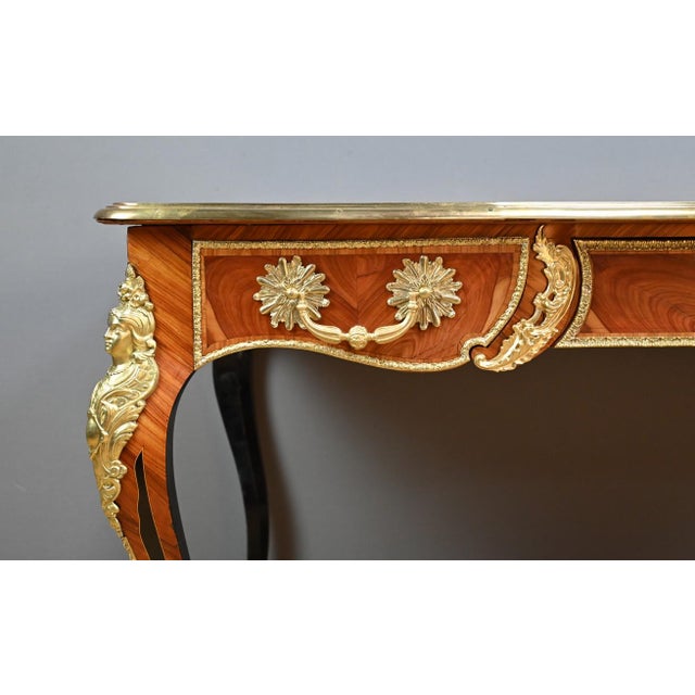 Wood Regency Style Marquetry Desk in Precious Woods, Late 19th Century For Sale - Image 7 of 18