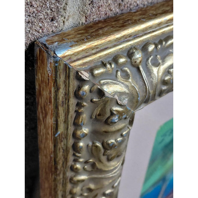 Blue Late 20th Century Framed Signed José María Mijares "Waiting Under the Moon" Mix Media For Sale - Image 8 of 12