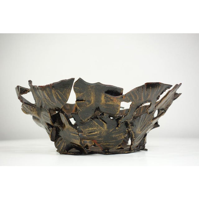 Brutalist Sculpture Irone Bowl in the style of Salvino Marsura, 1970 For Sale - Image 4 of 10