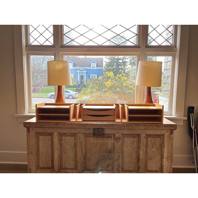 Beautiful Danish Modern modular desk organizer by Pedersen & Hansen, crafted in warm teak with a refined, functional...