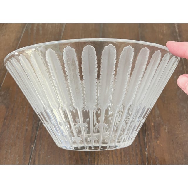 Late 20th Century Vintage Lalique Crystal Feather Ears of Wheat 10" Diameter Centerpiece Bowl France For Sale - Image 5 of 10