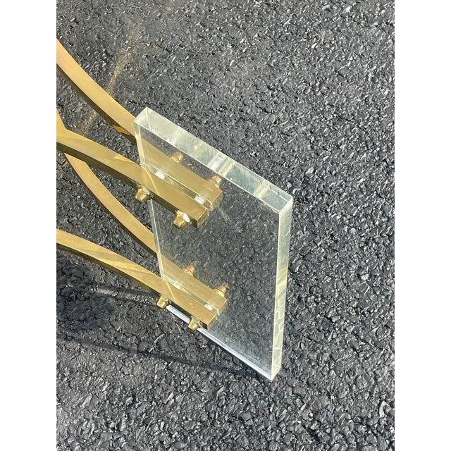 Metal MCM Charles Hollis Jones Style Lucite & Brass Coffee Table Base For Sale - Image 7 of 7
