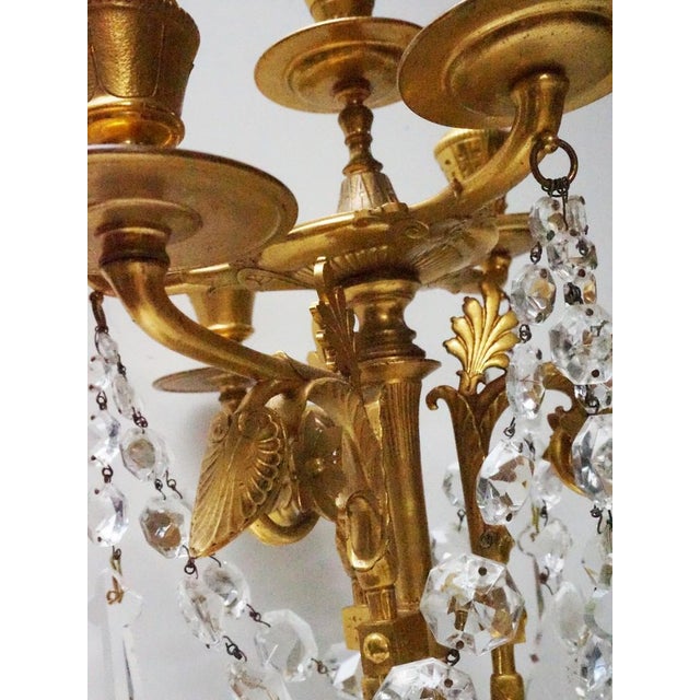 French Empire Neoclassical 7-Light Candelabra in Gilt Bronze and Crystal For Sale - Image 12 of 18