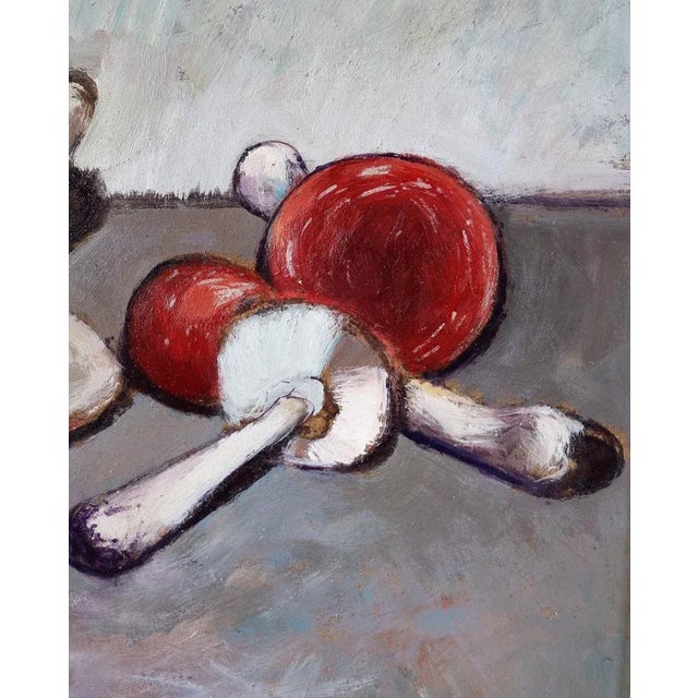 Piero Leo, Red Mushrooms, 1970s, Oil Painting, Framed For Sale - Image 6 of 13