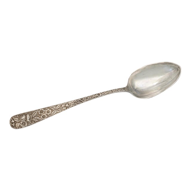 Kirk Stieff "Rose" Repousse Sterling 12" Basting Spoon For Sale