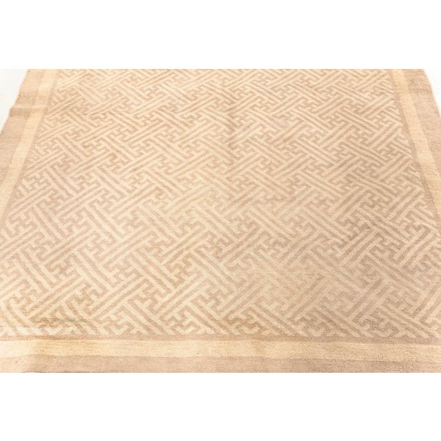 Doris Leslie Blau Antique Chinese Wool Runner in Beige and Brown For Sale - Image 9 of 11