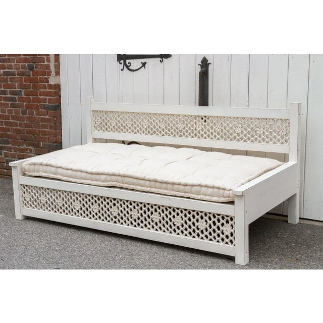 White Carved Floral Jali Daybed Sofa For Sale - Image 4 of 13
