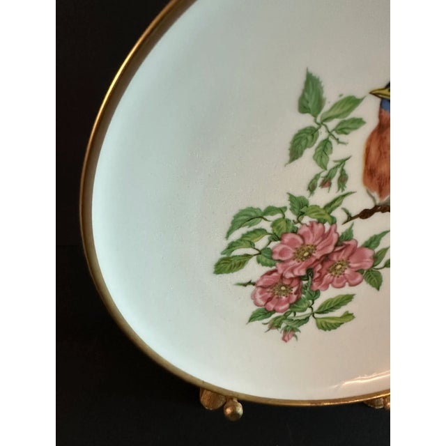 Vintage Late 20th Century Bird Plate With Gold Stand For Sale In Orlando - Image 6 of 11