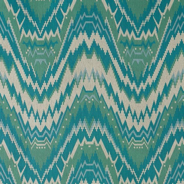 Sample - Schumacher Tauride Epingle Fabric in Peacock For Sale