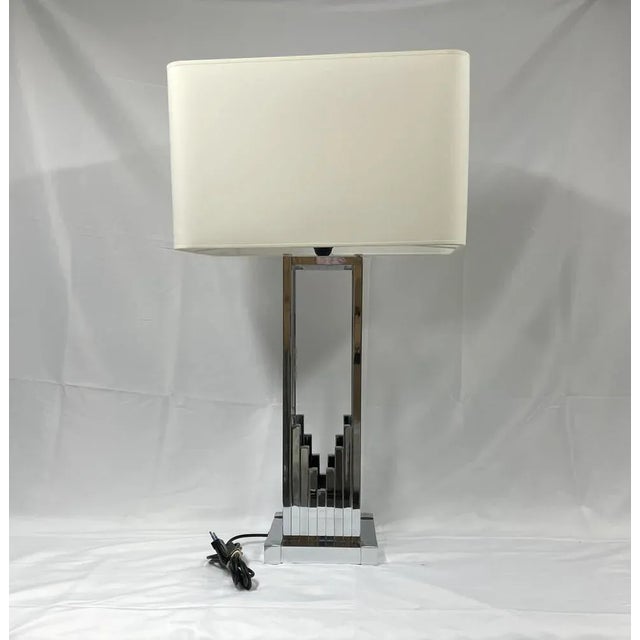 Silver Italian Table Lamp in Chromed Steel, 1970s For Sale - Image 8 of 8