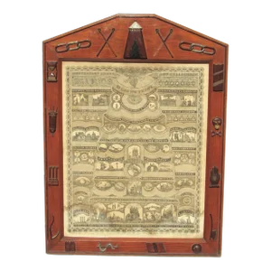 1874 American Folk Art Frame Hand Carved Symbols Fraternal Order Odd Fellows Ioof