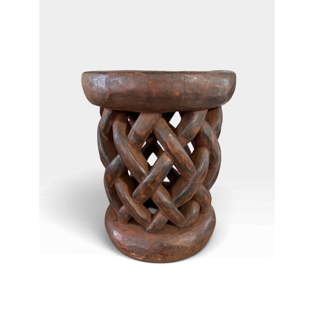 Vintage Tribal Nobility Bamileke Braided Stool/Table Cameroon 15" H For Sale In New York - Image 6 of 9