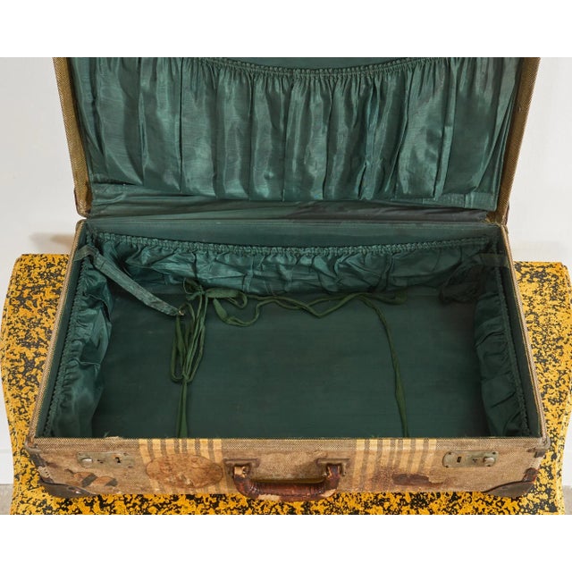 Tan Folk Art Painted Face Suitcase by Artist Ira Yeager For Sale - Image 8 of 13