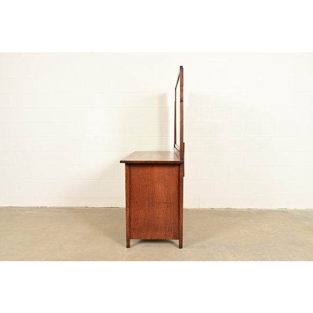 Gustav Stickley Antique Mission Oak Arts & Crafts Dresser With Mirror, Circa 1910 For Sale - Image 14 of 16