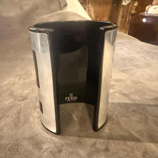 21st Century Black and Silver Bangle Bracelet the Fendista by Fendi Rome For Sale - Image 9 of 14