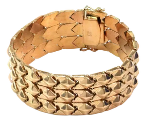 Pyramid Style 18k Rose Gold 22mm Wide Flex Link Bracelet
