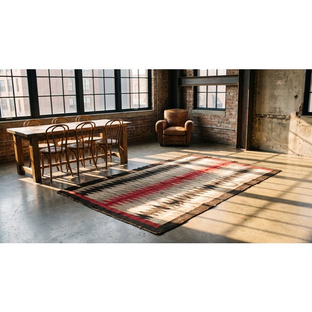 Ivory 1930s Multicolor Stripe Antique American Navajo Eye Dazzler Rug '1" X 4'7" Flatweave Wool Carpet For Sale - Image 8 of 9
