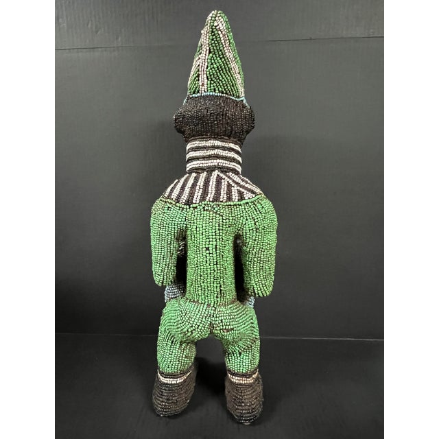 Late 20th Century African Tribal Art Carved Wood and Beaded Bamileke Statue From Cameroon For Sale - Image 13 of 14