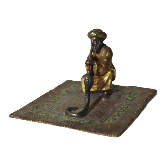 Franz Bergman Cold Painted Bronze Figure of Snake Charmer Unsigned C1910 For Sale