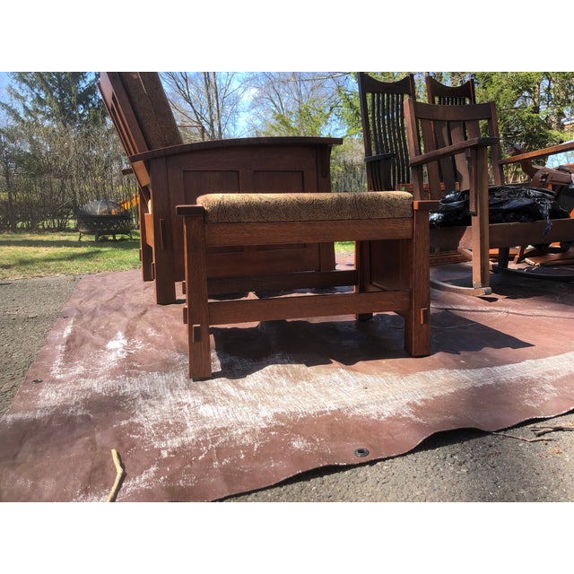 Mission Style Solid Quartersawn Oak Arm Chair & Ottoman Chairish