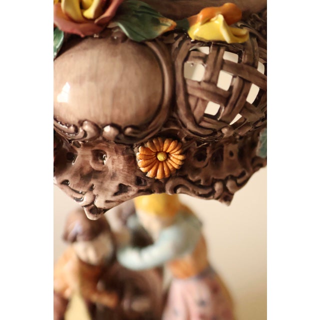 Vintage Italian Capodimonte Porcelain Lamp With Pierced Shade | Chairish
