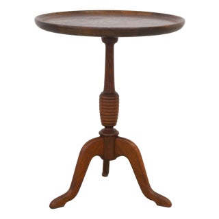 Danish Round Tripod Side Table in Stained Oak by Anton Kildeberg, 1960s For Sale