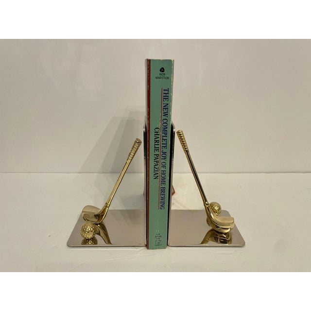 Late 20th Century Brass & Chrome Golf Club Bookends - a Pair For Sale In New York - Image 6 of 13