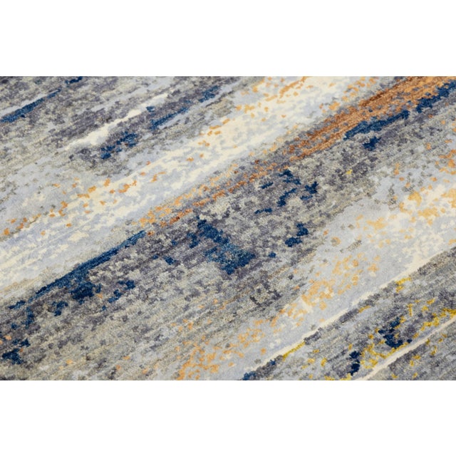 Gray 3 X 12 Modern Abstract Designed Handmade Wool and Silk Rug in Multicolor For Sale - Image 8 of 9
