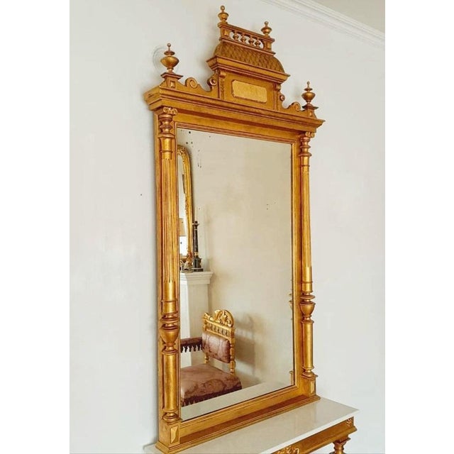 Victorian Console Table with Mirror in Gilt Wood and Marble, 1880s For Sale - Image 13 of 14