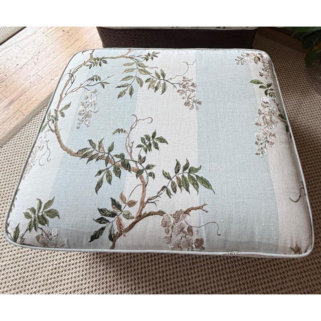 A Pair of Custom Lounge Chairs and Ottomans by Mark Hampton for Hickory Chair Upholstered in Colefax & Fowler For Sale - Image 15 of 18