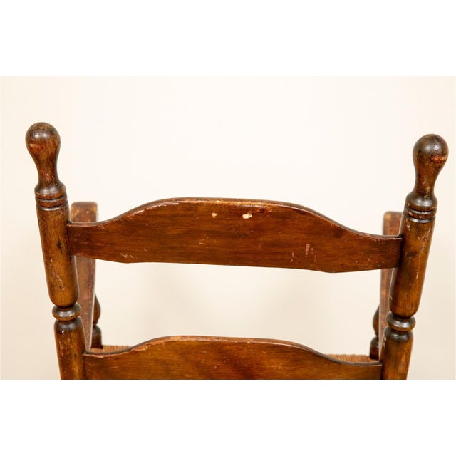 Brown Antique Ladderback Armchair With Ram's Head Arms. For Sale - Image 8 of 18