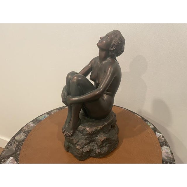 Austin Productions Art Deco Seated Woman Sculpture in Durastone For Sale - Image 10 of 14
