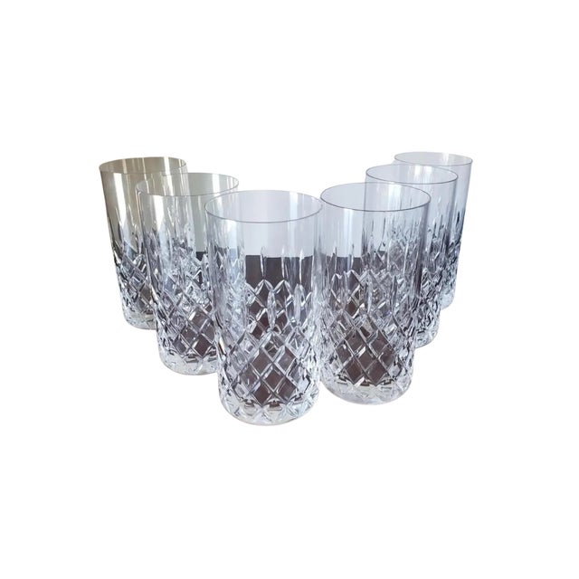 Mid 20th Century Mid-Century Mikasa Coventry Crystal Highball Glasses | Set of 6 Diamond-Cut For Sale - Image 5 of 6
