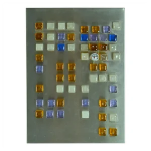 Wall Relief with Color Glass on Stainless Steel in style of Angelo Brotto