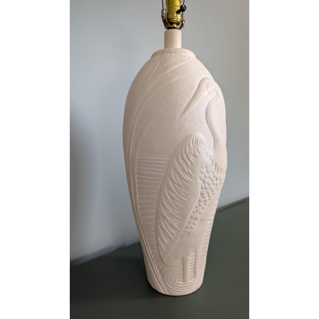 Large Vintage Dayle Rushall Sculptural Heron Egret Table Lamp, Ivory Palm Beach Coastal For Sale - Image 4 of 9