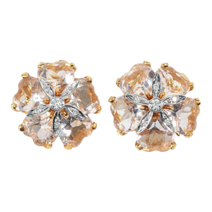 Christina Addison Kunzite Yellow Gold Sand Dollar Earrings - a Pair
