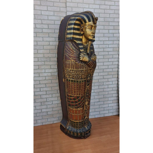 Egyptian Revival Style King Tut Life Size Sarcophagus Statue Bookshelf