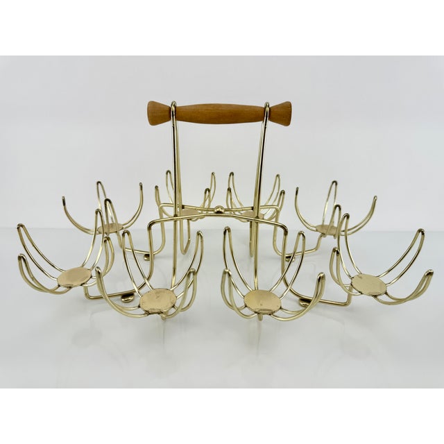 Mid Century Modern Roly Poly Glassware With Teak Handle Carrier- 9 Pieces For Sale - Image 10 of 11