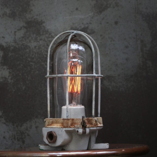 Industrial Vintage Industrial Grey Cast Iron Clear Glass Flush Mount by Industria Rotterdam For Sale - Image 3 of 6