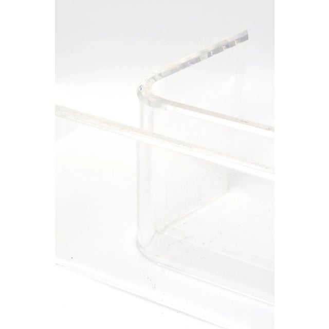 1980s Karl Springer Sculptural Lucite Cocktail Table Base with Brass Caps For Sale In Miami - Image 6 of 10