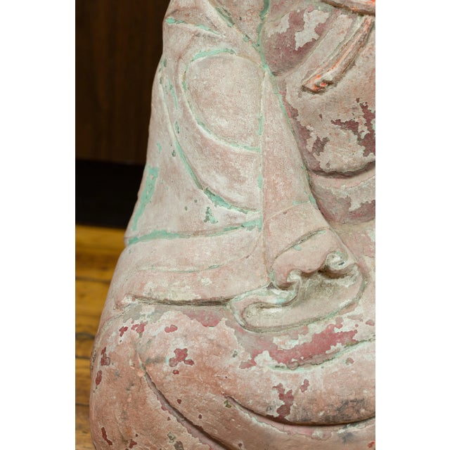 16th Century Chinese Ming Dynasty Painted and Carved Statue of Guanyin For Sale - Image 12 of 13