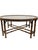 Vintage Faux Bamboo Chinese Chippendale Style Oak Round Coffee Table Smoked Beveled Glass Top For Sale - Image 9 of 18