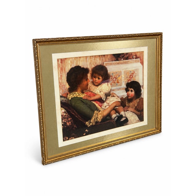 2000 - 2009 Traditional Mother and Children Figurative Print in Ornate Gold-Tone Frame For Sale - Image 5 of 10