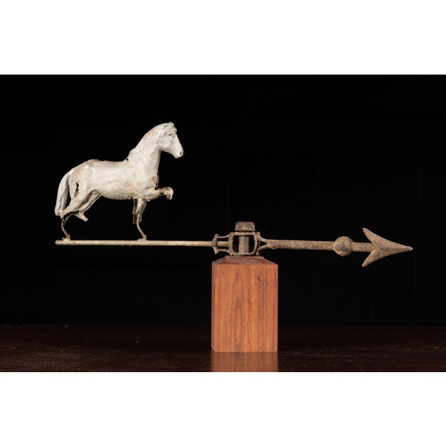 Wood Antique Zinc Horse Weathervane Topper For Sale - Image 7 of 7