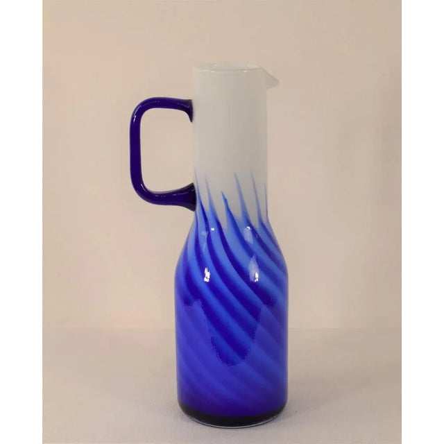 Blue Glass Carafe, Italy, 1970s For Sale - Image 8 of 8